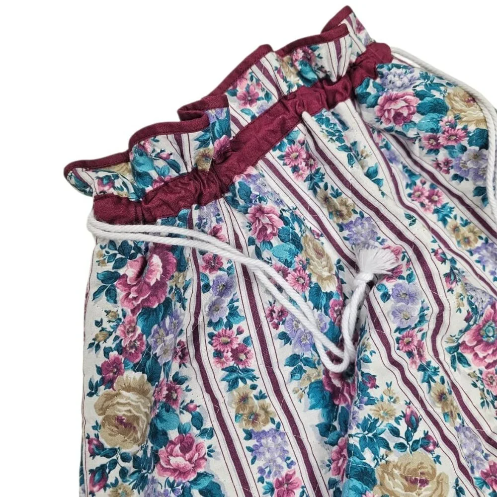floral printed quilted drawstring laundry bag